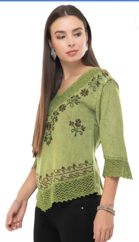 short embroidered top for women