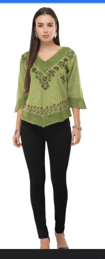 short embroidered top for women